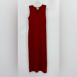 Adrianna Papell Red Sleeveless V Neck Sheath Sweater Dress